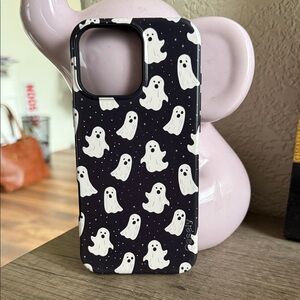 Spooky Ghost Pattern Phone Case - Black